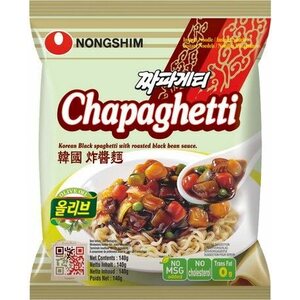 NONGSHIM Chapagetti - Koreańskie czarne spaghetti z sosem z pieczonej czarnej fasoli 140 g