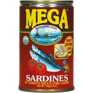 MEGA TUNA Sardinky v rajčatové omáčce s příchutí chilli 155 g