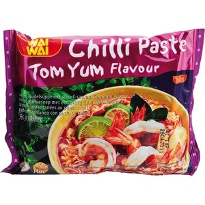 WAI WAI THAILAND Instant Noodle Soup with Tom Yum Flavour Chilli Paste 60 g