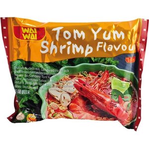 WAI WAI THAILAND Instant Noodle Soup with Tom Yum Hot & Sour Shrimp Flavour 60 g