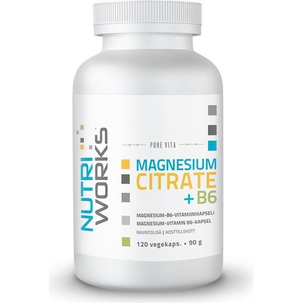 NUTRIWORKS Magnézium-citrát B6-vitamin kapszula 120 db 90 g