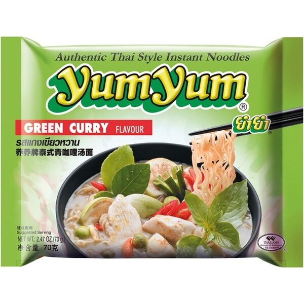 YUMYUM Green Curry – Instant-Nudelsuppe mit grünem Currygeschmack, 70 g