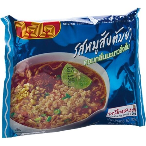 WAI WAI THAILAND Instant Noodle Soup with Tom Yum Minced Pork Flavour 60 g