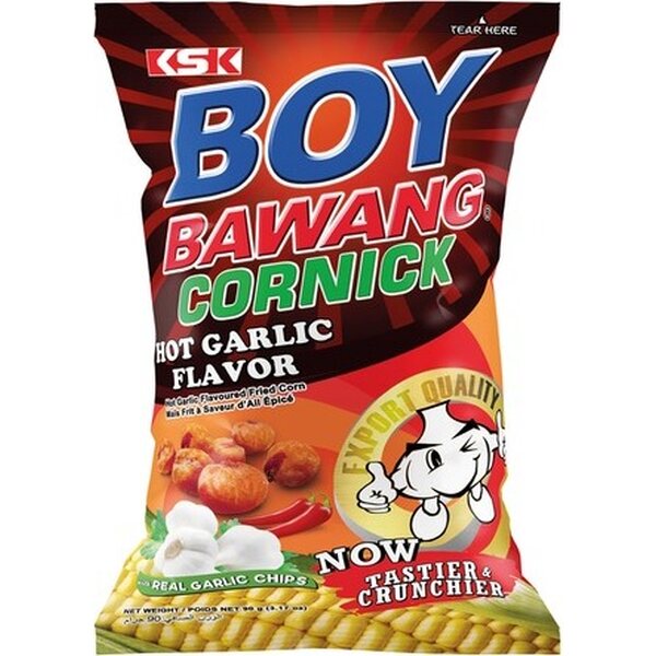 BOY BAWANG Cornick - Острая кукурузная закуска жареная со вкусом чеснока 90 г