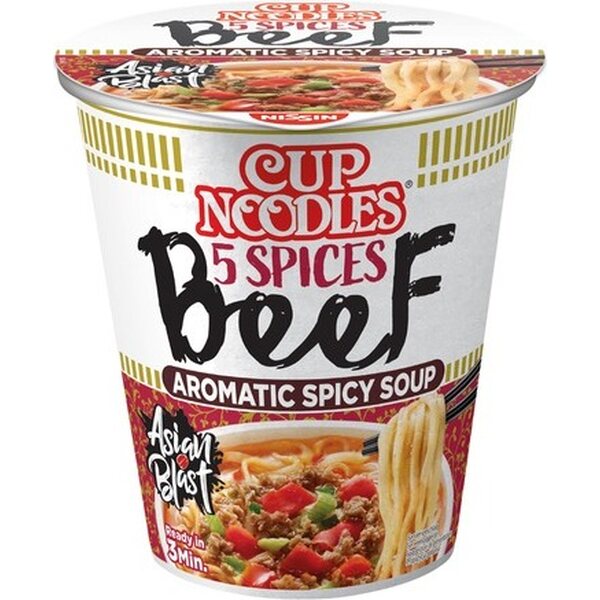 NISSIN Soupe de nouilles instantanées aromatisée au bœuf et aux épices aromatiques 63 g